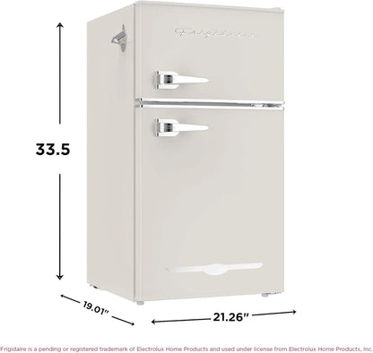 Frigidaire Retro Mini Fridge With Freezer Side Bottle Opener-Small 2 Door Refrigerator Office Bar