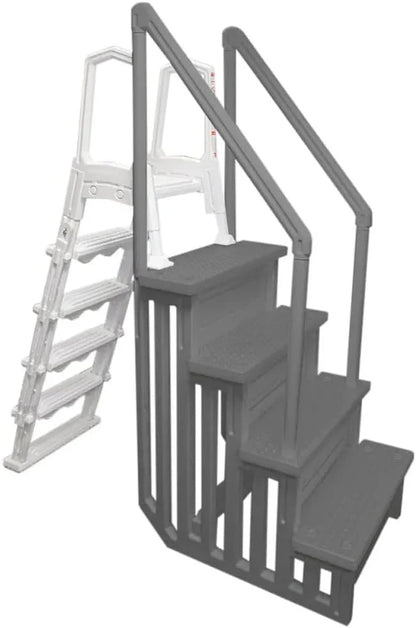 Select Anti-Slip in-Pool Steps, Gray, For Above Ground Swimming Pools, Can Mount To Decks 48 In. To 54 In. H, Safety Stairs Capacity Up To 300 Lbs