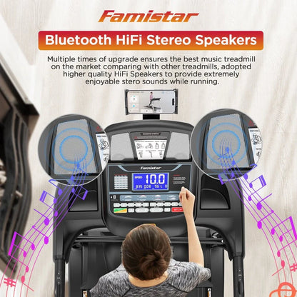 Famistar Folding Treadmill For Home With 15 Levels Auto Incline, 300lb Capcity, 10MPH Fast Speed Controls