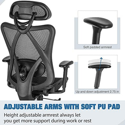 Sunnow Ergonomic Office Chair, Mesh Computer Desk Chair, High Back Executive Task Chair