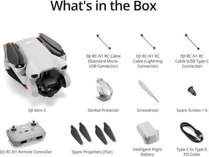 DJI Mini 3, Drones With Camera For Adults 4K, 38-min Flight Time, Up To 32800 Ft, 10km Video Transmission, True Vertical Shooting