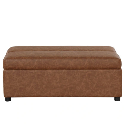 Twin Size Folding Pull Out Ottoman Sleeper Bed With Mattress Convertible Guest Bed, PU Upholstered Sleeper Sofa