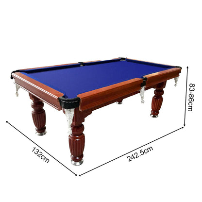 Classic Slate Pool Table With Cues And Balls Set For Home Or Lounge, Walnut Wood, 8 Ft
