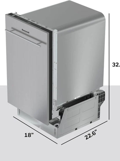 Honeywell 18 In. Dishwasher With 8 Place Settings, 6 Washing Programs, Stainless Steel Tub, UL/Energy Star, Stainless Steel