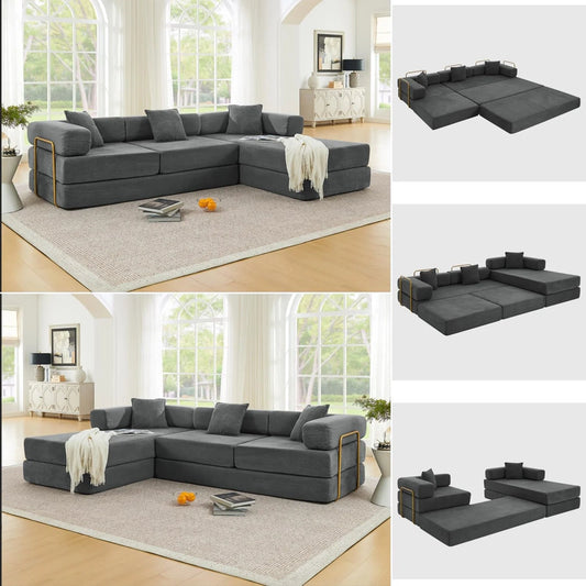 Hanxin 78 In. Convertible Sleeper Sofa Bed, Folding Floor Mattress Couch