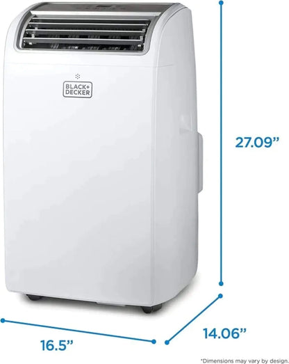 Black Plus Decker Air Conditioner, 14,000 BTU Air Conditioner Portable For Room Up To 700 Sq. Ft. With Remote Control, White
