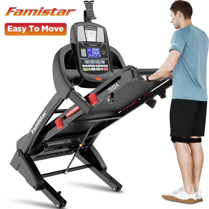 Famistar Folding Treadmill For Home With 15 Levels Auto Incline, 300lb Capcity, 10MPH Fast Speed Controls