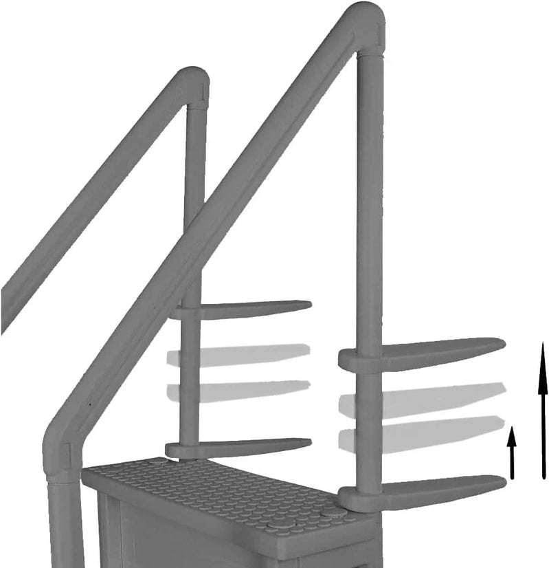 Non-Slip Entry Steps For Pools, Grey, For Above-Ground Pools, Can Be Installed On Terraces With A Height Of 122 To 137 Cm, Load Capacity Up To 136 Kg