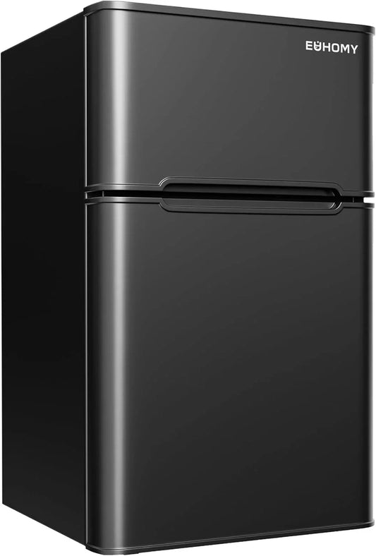 Euhomy 3.2 Cu. Ft. Mini Fridge With Freezer 2-Door Compact Refrigerator For Bedroom, Dorm, Office Or Apartment, Silver