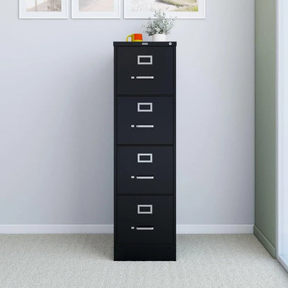 Staples 4-Drawer File Cabinet, Lockable, Black, 25 In.D x 15 In.W