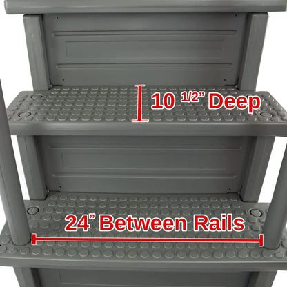Select Anti-Slip in-Pool Steps, Gray, For Above Ground Swimming Pools, Can Mount To Decks 48 In. To 54 In. H, Safety Stairs Capacity Up To 300 Lbs