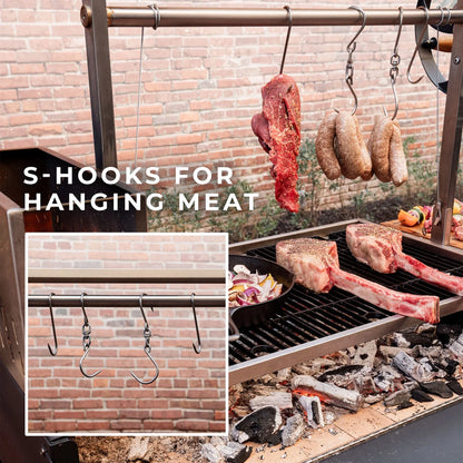 Backyard Discovery Argentine Santa Maria XL Wood Fire And Charcoal Steel Grill, Asado Clamp