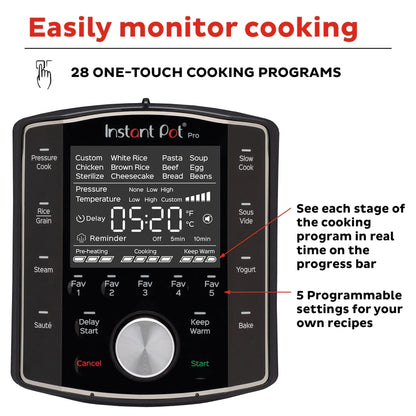 Instant Pot Pro 8 Qt. 10-in-1 Pressure Cooker, Rice/Grain Cooker