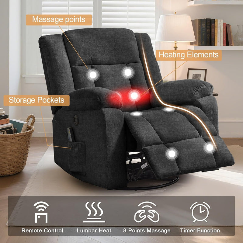 Rocker Recliner Glider Recliner Chairs For Adults 360 Degree Swivel Rocking Chair