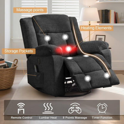 Rocker Recliner Glider Recliner Chairs For Adults 360 Degree Swivel Rocking Chair