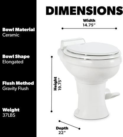 320 Series Standard Height RV Toilet, White