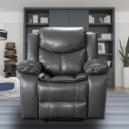 Wide Seat Durable Leather Massage And Heat Recliner