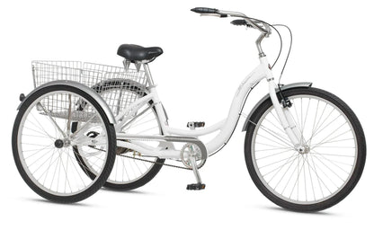 Schwinn Meridian Adult Tricycle Bike Mens And Womens Three Wheel Beach Cruiser 26-inch Wheels Low Step-Through Frame Wide Seat Rear Folding Basket Sin
