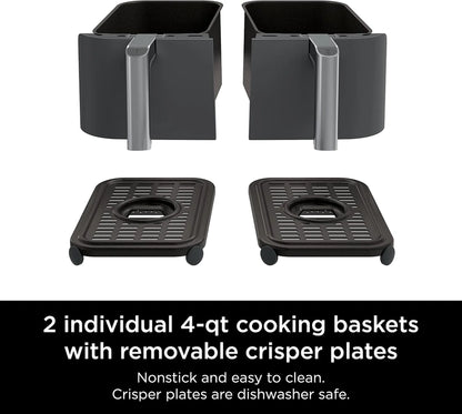 Ninja Foodi 10QT 6-in-1 DualZone Smart XL Air Fryer, 2 Independent 5QT Baskets, Smart Cook Thermometer, Match Cook, Smart Finish, Air Fry, DZ550