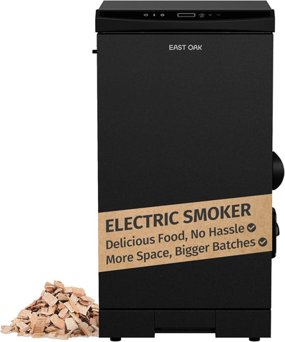 East Oak 30 In. Outdoor Electric Smoker, Built-In Meat Probe, Smokes Up To 6 Times Longer In A Single Load, Side Loader For Uninterrupted Smoking