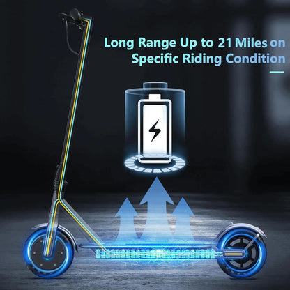 Electric Scooter, 350W/500W Powerful Motor, 8.5 In./10 In. Solid Rubber Tires, 19/22 Mph, 28/21/12 Mile Range, Dual Brakes