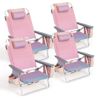 Costway 4-Pack Folding Backpack Beach Chair 5-Position Outdoor, See Details