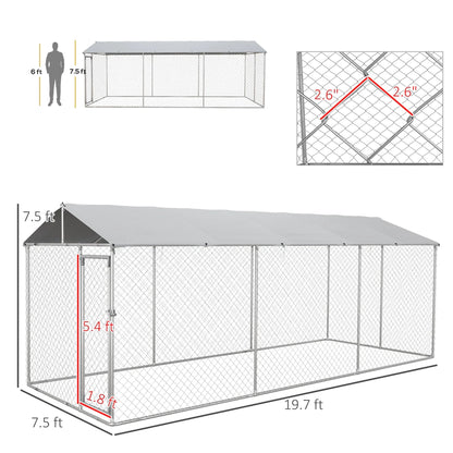 PawHut 19.7' x 7.5' x 7.5' Outdoor Dog Kennel With Waterproof Roof