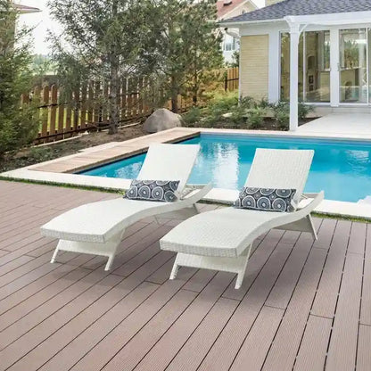 All Weather Wicker Chaise Lounge, Set Of 2