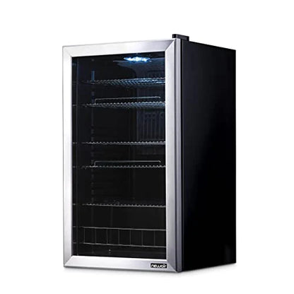 NewAir Beverage Refrigerator Cooler, 126 Cans Free Standing With Right Hinge Glass Door