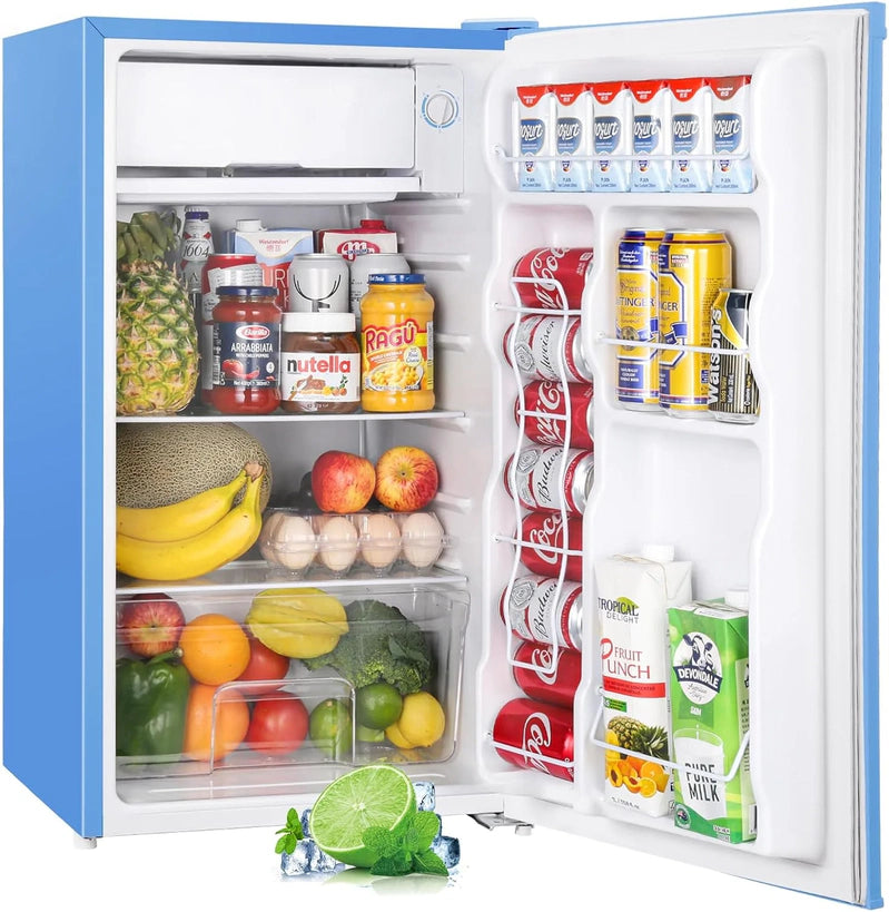 Upstreman 3.2 Cu. Ft. Mini Fridge With Freezer, Single Door Mini Fridge, Dorm Fridge, Adjustable Thermostat, Black-BR321