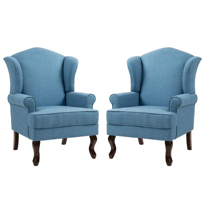 2 Set Traditional Wingback Accent Chairs Upholstered Armchair