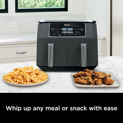 Ninja Foodi 10QT 6-in-1 DualZone Smart XL Air Fryer, 2 Independent 5QT Baskets, Smart Cook Thermometer, Match Cook, Smart Finish, Air Fry, DZ550
