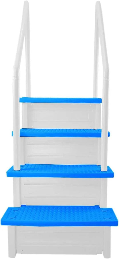 Non-Slip Entry Steps For Pools, Grey, For Above-Ground Pools, Can Be Installed On Terraces With A Height Of 122 To 137 Cm, Load Capacity Up To 136 Kg