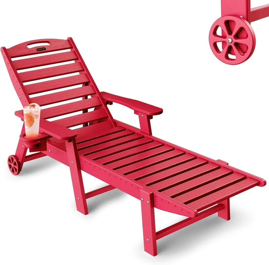 Lounge Chair Outdoor, Chaise Lounge, HDPE 6-Position Outdoor Chaise Lounge