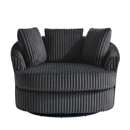 2 Set Oversized 43 W Plush Corduroy Swivel Barrel Chair With Pillows