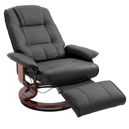 HomCom Faux Leather Adjustable Manual Swivel Base Recliner Chair With Comfortable And Relaxing Footrest