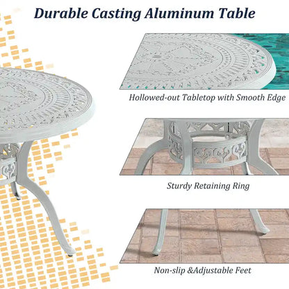 5-Piece Cast Aluminum Patio Dining Set With 4 Swivel Chair