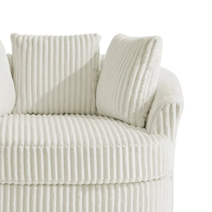 2 Set Oversized 43 W Plush Corduroy Swivel Barrel Chair With Pillows