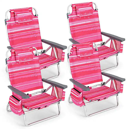 Costway 4-Pack Folding Backpack Beach Chair 5-Position Outdoor, See Details