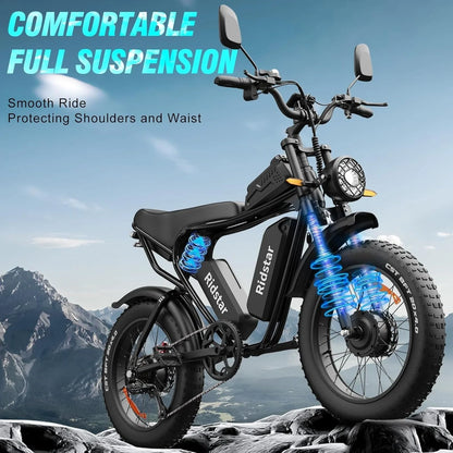 Electric Bike Q20, 2000W, 52V, 30-180 Miles, All-Terrain Fat Bike For Adults