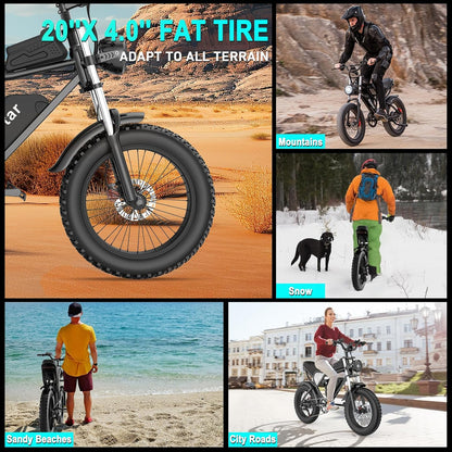 Electric Bike Q20, 2000W, 52V, 30-180 Miles All-Terrain Fat Tire E-Bike For Adults