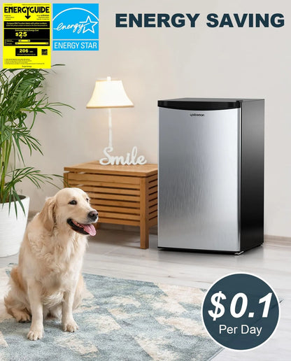 Upstreman 3.2 Cu. Ft. Mini Fridge With Freezer, Single Door Mini Fridge, Dorm Fridge, Adjustable Thermostat, Black-BR321