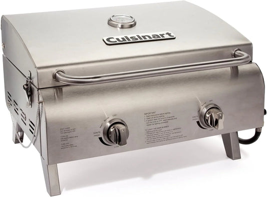 Cuisinart Chef's Style Tabletop Portable Propane Grill 20000 BTU 2-Burner Outdoor Gas Grill
