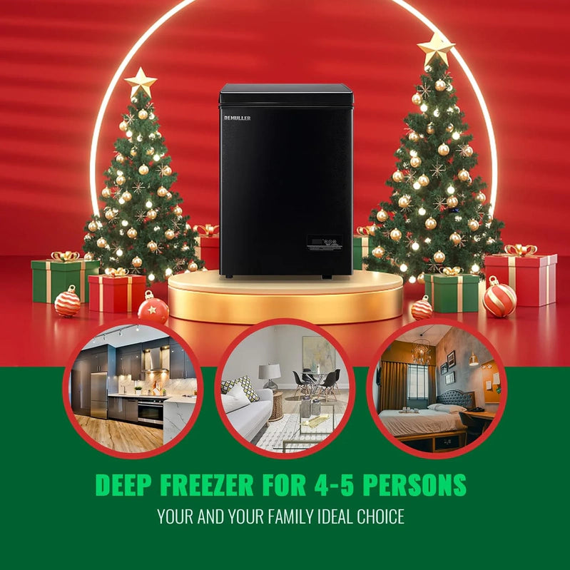 Chest Freezer 5.0Cubic Feet Deep Freezer Freestanding Freezers With 2 Removable Stainless Steel Basket