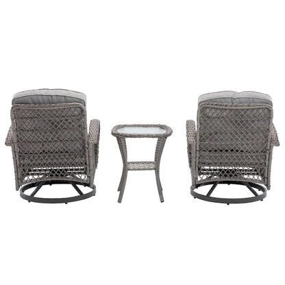 3 Pieces Outdoor Swivel Rocker Patio Chairs, 360 Degree Rocking Patio Conversation Set