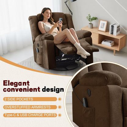 Rocker Recliner Glider Recliner Chairs For Adults 360 Degree Swivel Rocking Chair