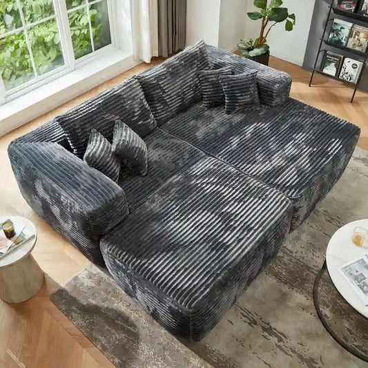 Hooowooo Modern Plush Sectional Sofa L-Shaped Couch With Removable Ottoman