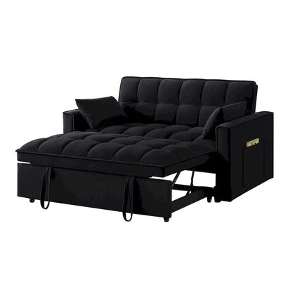 4-in-1 Pull-Out Sleeper Sofa Bed, Loveseat In Velvet-Convertible Couch Bed With Reclining Backrest,2 Side Pockets