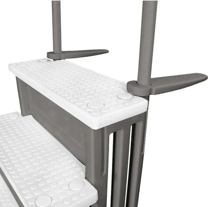 Non-Slip Entry Steps For Pools, Grey, For Above-Ground Pools, Can Be Installed On Terraces With A Height Of 122 To 137 Cm, Load Capacity Up To 136 Kg