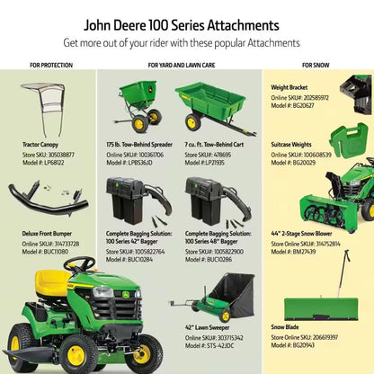 John Deere S100 Ride-On Lawnmower, 107 Cm, 42 In. Cutting Width C 17.5 Hp Petrol Hydrostatic Drive